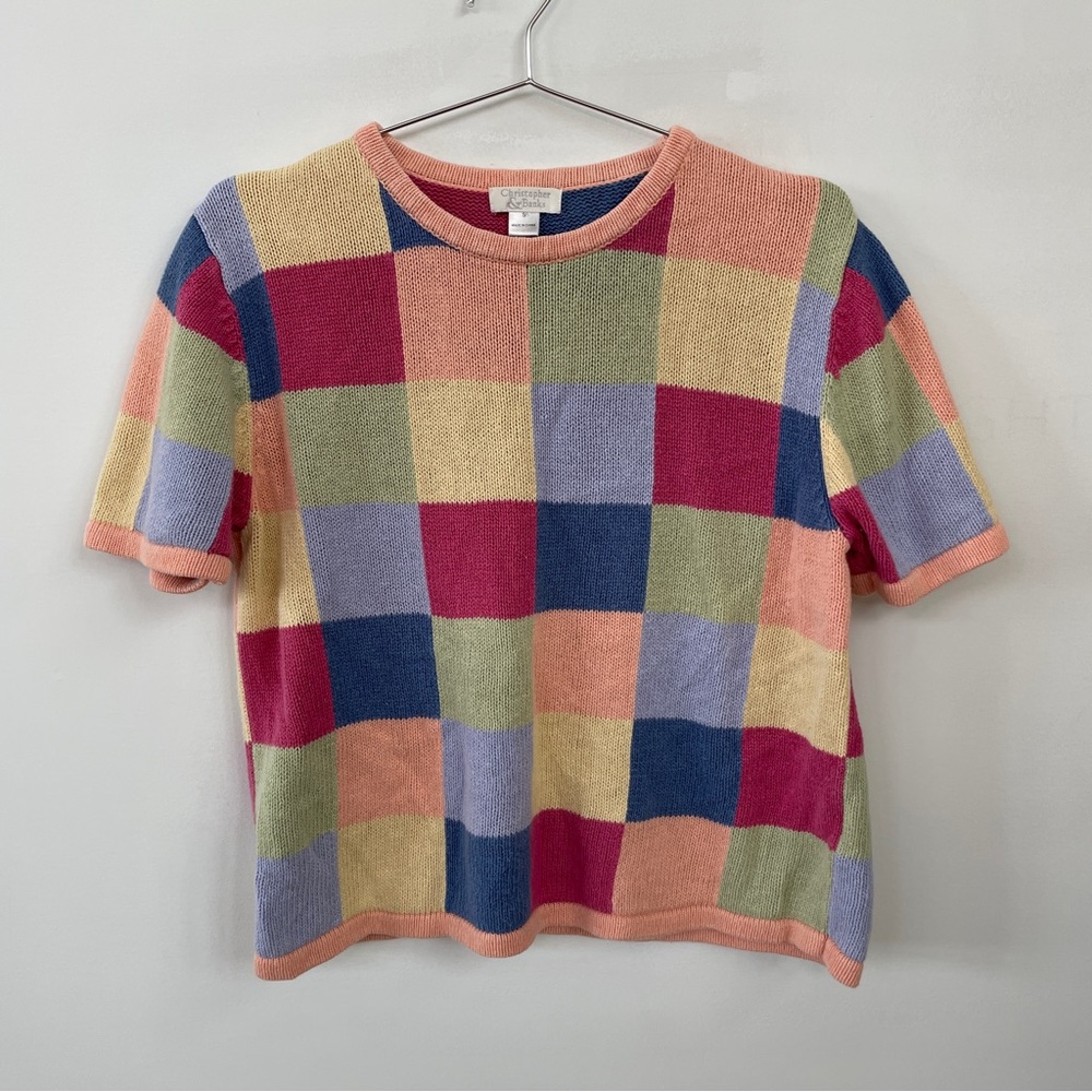 Christopher & Banks Patchwork Multicolor Knit Top
